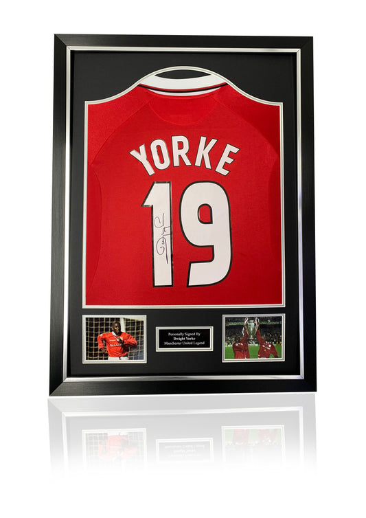 Dwight Yorke 2008 hand signed framed Manchester United Shirt